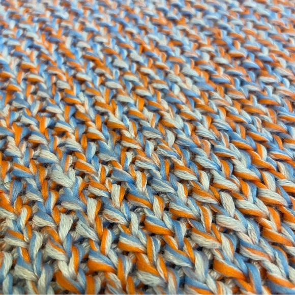 H&M Sweater Women's Sz S Pullover Crew Neck Chunky Knit Orange Blue - Picture 6 of 7